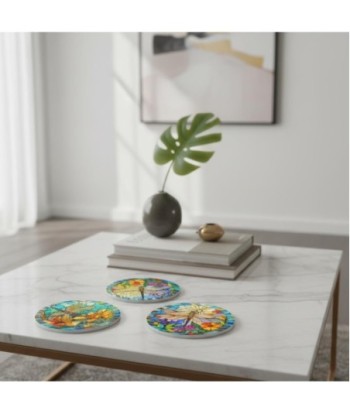 Posavasos Cerámica 4U con Diseño Floral y Dragones