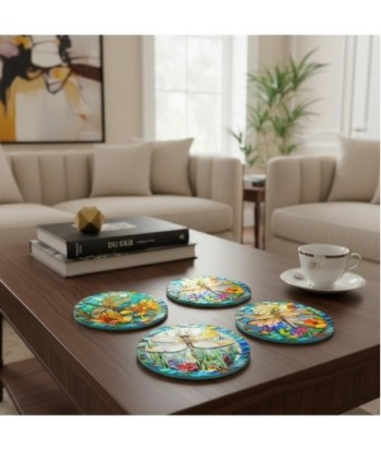 Posavasos Cerámica 4U con Diseño Floral y Dragones