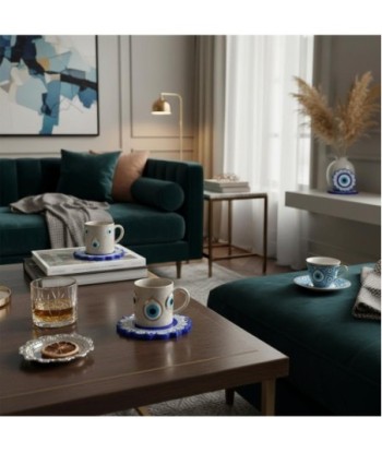 Posavasos 4U Cerámica Azul Decorativos para Mesa