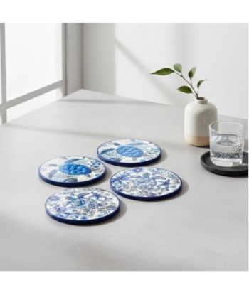 Posavasos 4U de cerámica con diseño marino