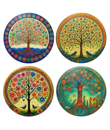 Salvamantel Arbol Vida Cerámica Estilo Colorido Redondo