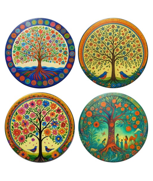 Salvamantel Arbol Vida Cerámica Estilo Colorido Redondo
