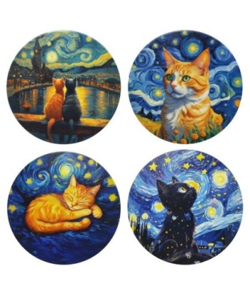 Posavasos Gato de Cerámica - Diseño Artístico y Colorido para Mesa