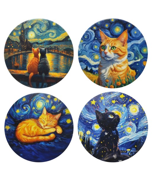 Posavasos Gato de Cerámica - Diseño Artístico y Colorido para Mesa
