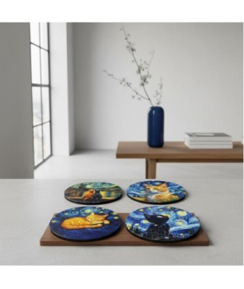 Posavasos Gato de Cerámica - Diseño Artístico y Colorido para Mesa