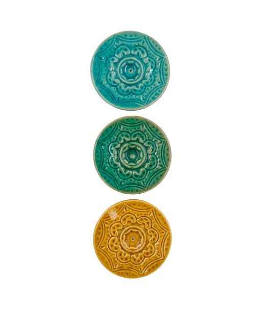 Plato 3U Cerámica Turquesa y Amarillo - Decoración Colorida