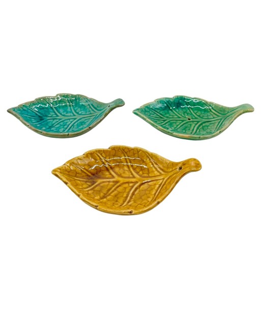 Plato 3U de Cerámica con Diseño de Hoja - Decoración Colorida
