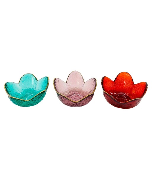 Portavelas 3U de vidrio en tonos diversos para decoración