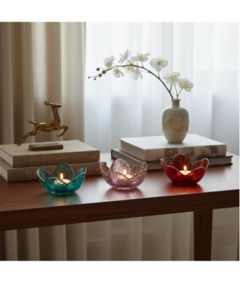 Portavelas 3U de vidrio en tonos diversos para decoración