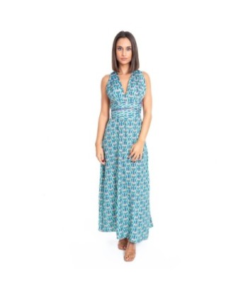 Vestido Largo Midi Azul para Mujer - Elegante y Con Estampado, Ideal para Fiesta, Ocasiones Especiales y Uso Diario