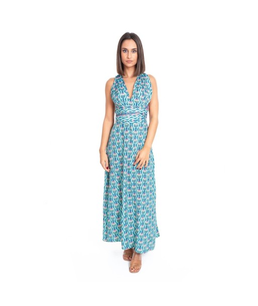 Vestido Largo Midi Azul para Mujer - Elegante y Con Estampado, Ideal para Fiesta, Ocasiones Especiales y Uso Diario