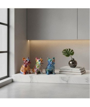 Figura de Perro 4U de Resina Decorativa Colorido para Decoración