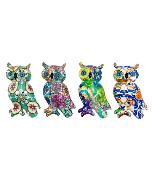 Figuras decorativas de búhos magnéticos de resina colorido