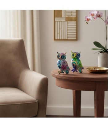 Figuras decorativas de búhos magnéticos de resina colorido