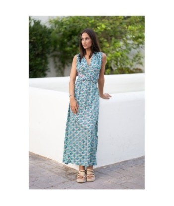 Vestido Largo Midi Azul para Mujer - Elegante y Con Estampado, Ideal para Fiesta, Ocasiones Especiales y Uso Diario