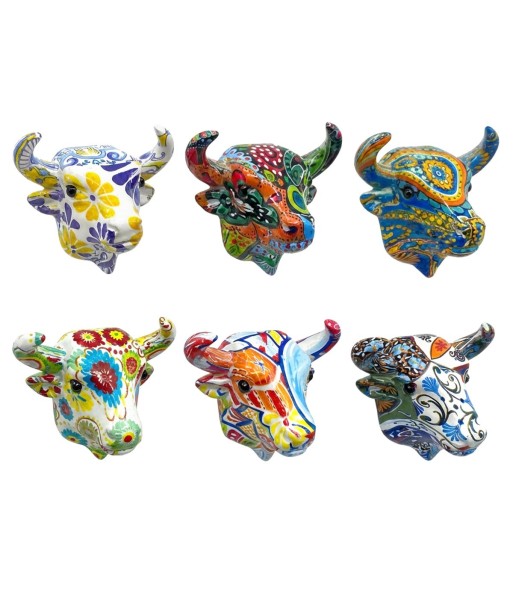 Cabeza de toro magnética decorativa de resina, estilo colorido y fresco