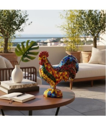 Gallo Mosaico L de Resina Colorido - Decoración Moderna
