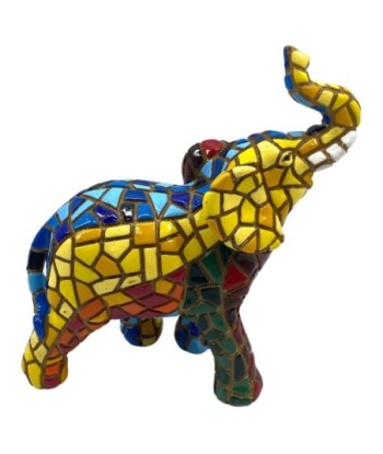 Figura de Elefante Mosaico en Resina Colorido para Decoración