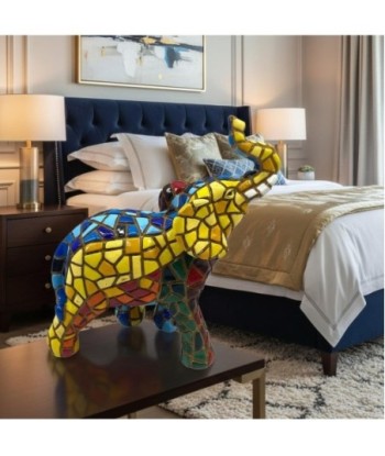 Figura de Elefante Mosaico en Resina Colorido para Decoración