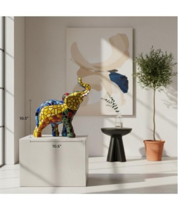 Figura de Elefante Mosaico en Resina Colorido para Decoración