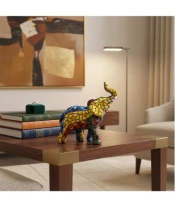 Figura de Elefante Mosaico en Resina Colorido para Decoración