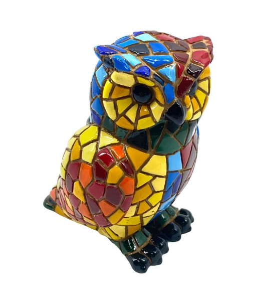 Figura Búho Mosaico L - Resina Colorida, Decoración Original para el Hogar