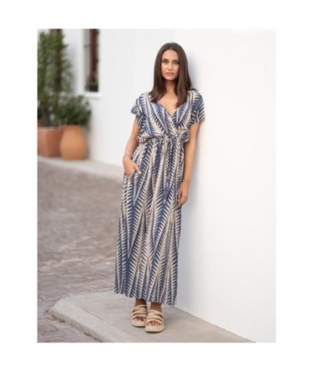 Vestido Largo Midi Azul para Mujer - Elegante y Con Estampado, Ideal para Fiesta y Ocasiones Especiales, Moda