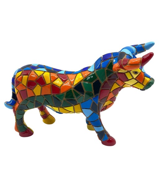 Figura de Toro Mosaico L en Resina Colorida con Estilo Único