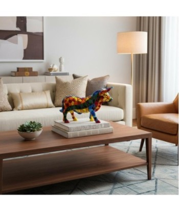 Figura de Toro Mosaico L en Resina Colorida con Estilo Único