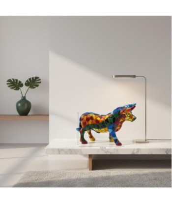 Figura de Toro Mosaico L en Resina Colorida con Estilo Único