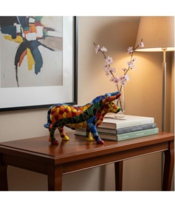Figura de Toro Mosaico L en Resina Colorida con Estilo Único