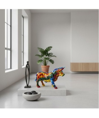 Figura de Animal Toro Mosaico S de Resina Colorido - Decoración Moderna