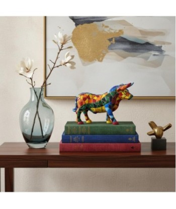 Figura de Animal Toro Mosaico S de Resina Colorido - Decoración Moderna
