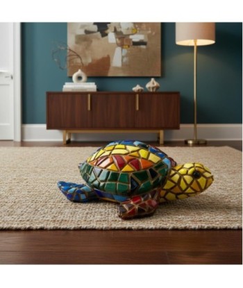 Figura Tortuga Mosaico L de Resina Colorida para Decoración