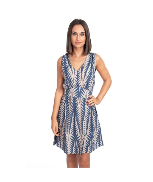 Vestido Corto Azul Estampado para Mujer - Moda Elegante y Casual - Ideal para Fiesta y Ocasiones Especiales -