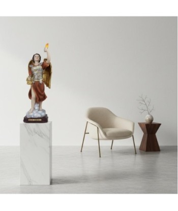 Figura Religiosa San Uriel en Resina, Estilo Clásico, Ideal para Decoración de Almuerzos