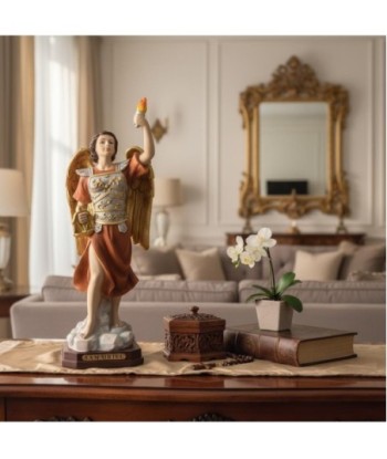 Figura Religiosa San Uriel en Resina, Estilo Clásico, Ideal para Decoración de Almuerzos