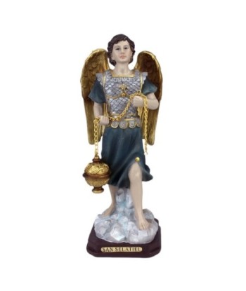 Figura Religiosa San Selatiel en Resina - Novedad con Detalles Dorados