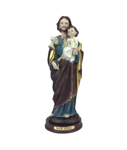 Figura Religiosa San José en Resina con Detalles Coloridos y Acabado Clásico
