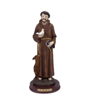 Figura Religiosa San Francisco de Asís en Resina, ideal para decoración espiritual