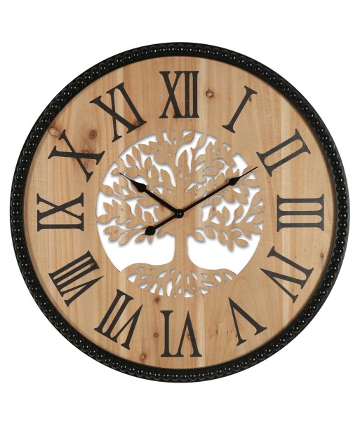 Reloj de pared de MDF con diseño de árbol, estilo rústico
