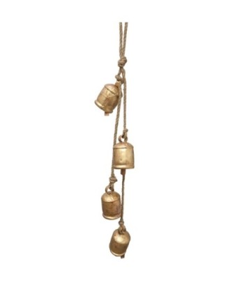Móvil colgante de metal dorado con 4 cencerros para decoración
