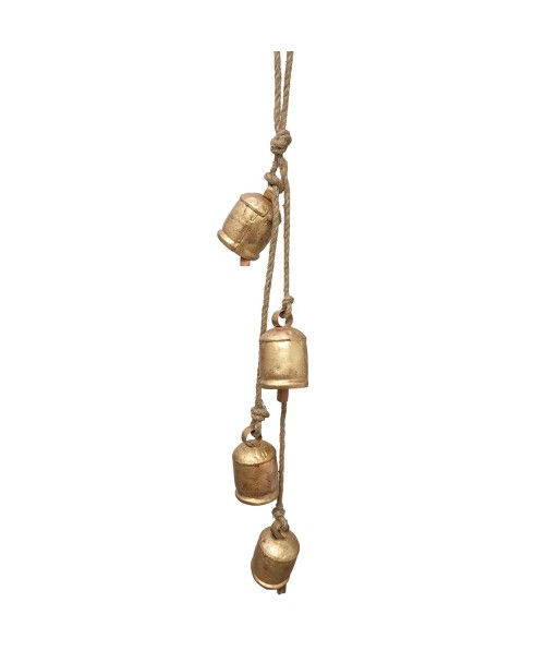 Móvil colgante de metal dorado con 4 cencerros para decoración