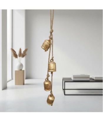 Móvil colgante de metal dorado con 4 cencerros para decoración