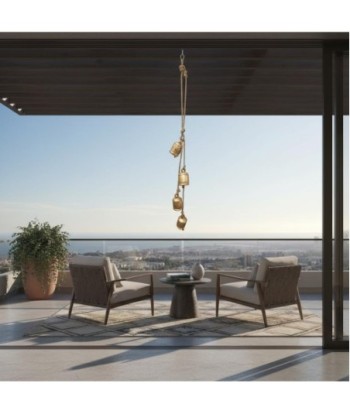 Móvil colgante de metal dorado con 4 cencerros para decoración