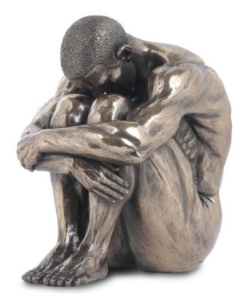 Figura Hombre Cabeza S/Rodillas en Resina, Estilo Clásico, Decoración Moderna