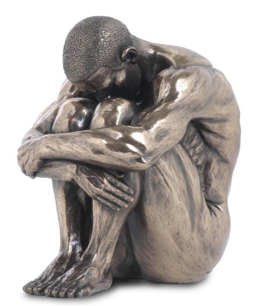 Figura Hombre Cabeza S/Rodillas en Resina, Estilo Clásico, Decoración Moderna