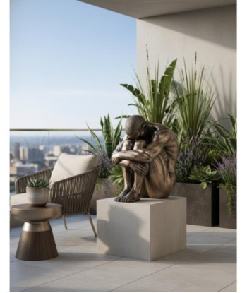 Figura Hombre Cabeza S/Rodillas en Resina, Estilo Clásico, Decoración Moderna
