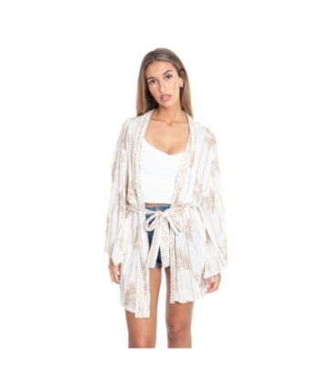 Kimono Rosa Mujer Estampado, Chaqueta Larga de Viscosa 100%, Moda Isla Bonita Ibiza Style, Kimono Elegante para
