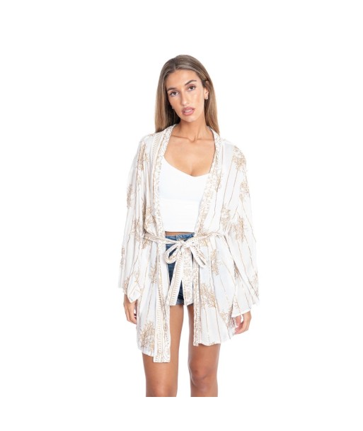 Kimono Rosa Mujer Estampado, Chaqueta Larga de Viscosa 100%, Moda Isla Bonita Ibiza Style, Kimono Elegante para